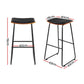 Set of 2 Tiel Backless PU Leather Bar Stools - Black & Wood