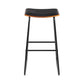 Set of 2 Tiel Backless PU Leather Bar Stools - Black & Wood