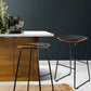 Set of 2 Tiel Backless PU Leather Bar Stools - Black & Wood