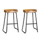 Set of 2 Reggio 65cm Elm Wood Backless Bar Stools - Black & Natural