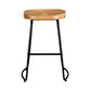 Set of 2 Reggio 65cm Elm Wood Backless Bar Stools - Black & Natural