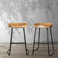 Set of 2 Reggio 65cm Elm Wood Backless Bar Stools - Black & Natural