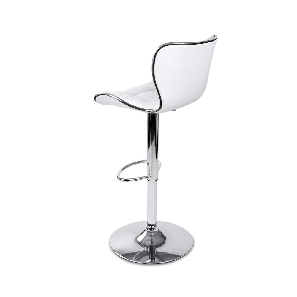 Set of 2 Liosia PU Leather Patterned Bar Stools - White & Chrome