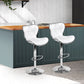 Set of 2 Liosia PU Leather Patterned Bar Stools - White & Chrome