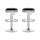 Set of 2 Kozani Backless PU Leather Bar Stools - Black & Chrome