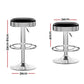 Set of 2 Kozani Backless PU Leather Bar Stools - Black & Chrome