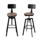 Set of 4 Perugia Bar Stools Kitchen Dining Chairs Adjustable Wood Stool with Backrest - Black