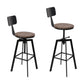 Set of 4 Perugia Bar Stools Kitchen Dining Chairs Adjustable Wood Stool with Backrest - Black