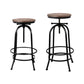 Set of 4 Lamia Bar Stools Kitchen Dining Chairs Adjustable Wooden Vintage Stool - Black