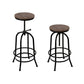 Set of 4 Lamia Bar Stools Kitchen Dining Chairs Adjustable Wooden Vintage Stool - Black