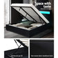 Boston LED Bed Frame Leather Gas Lift Storage - Black Double