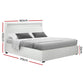 Boston LED Bed Frame PU Leather Gas Lift Storage - White Queen