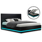 Azalea LED Black Bed Frame Leather Gas Lift Storage - Double