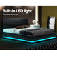 Azalea LED Black Bed Frame Leather Gas Lift Storage - Double