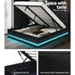 Azalea LED Black Bed Frame Leather Gas Lift Storage - Double