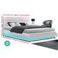 Azalea LED White Bed Frame PU Leather Gas Lift Storage - Double