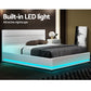 Azalea LED White Bed Frame PU Leather Gas Lift Storage - Double