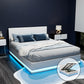 Azalea LED White Bed Frame PU Leather Gas Lift Storage - Double