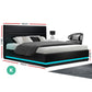 Azalea LED Bed Frame PU Leather Gas Lift Storage - Black King