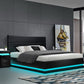 Azalea LED Bed Frame PU Leather Gas Lift Storage - Black King