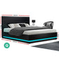 Azalea LED Black Bed Frame Leather Gas Lift Storage - Queen