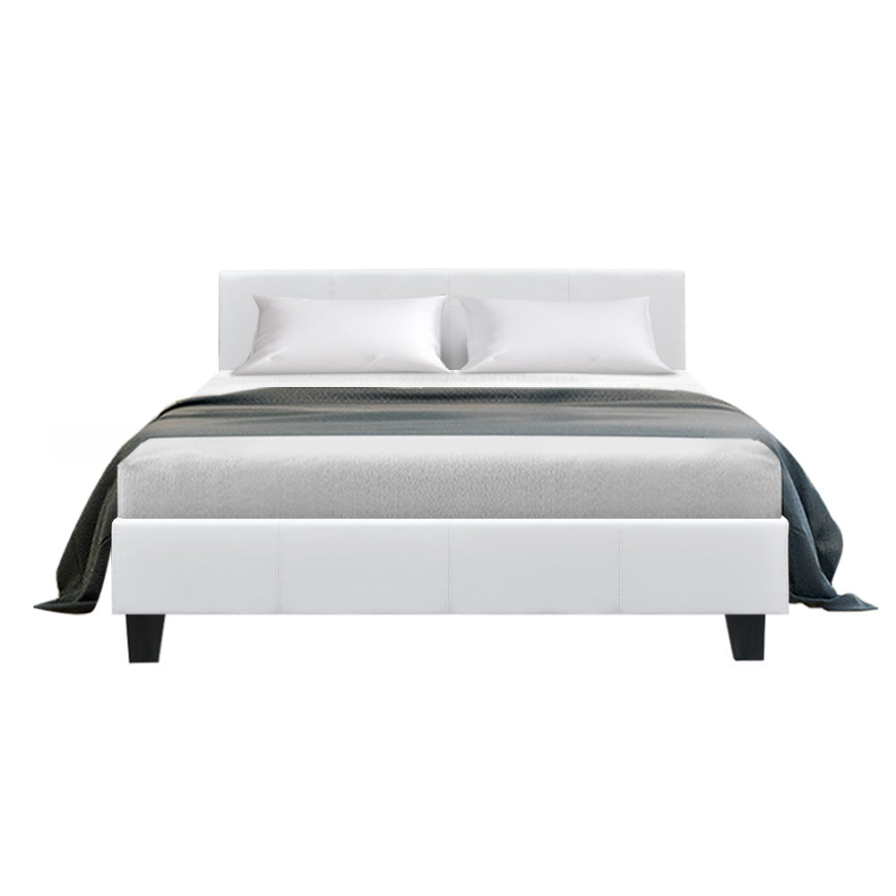 Trenton Bed Frame PU Leather - White Double