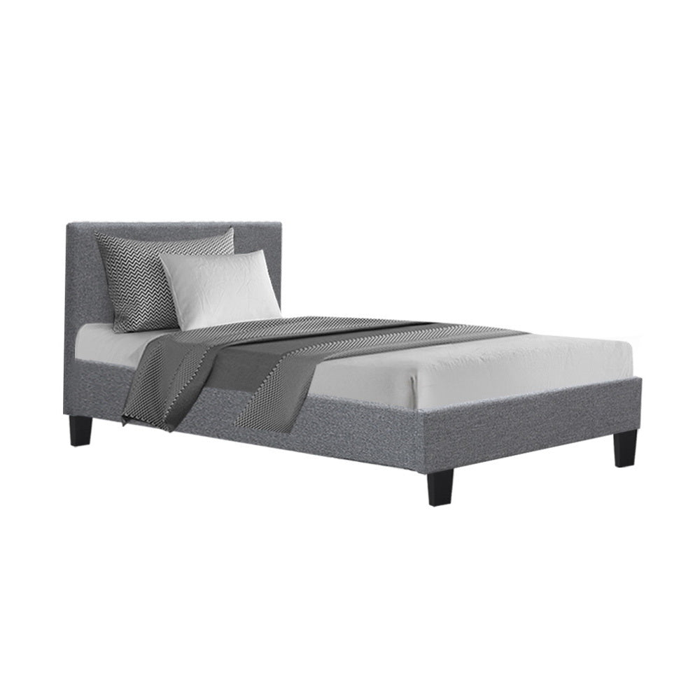 Trenton Bed Frame Fabric - Grey King Single