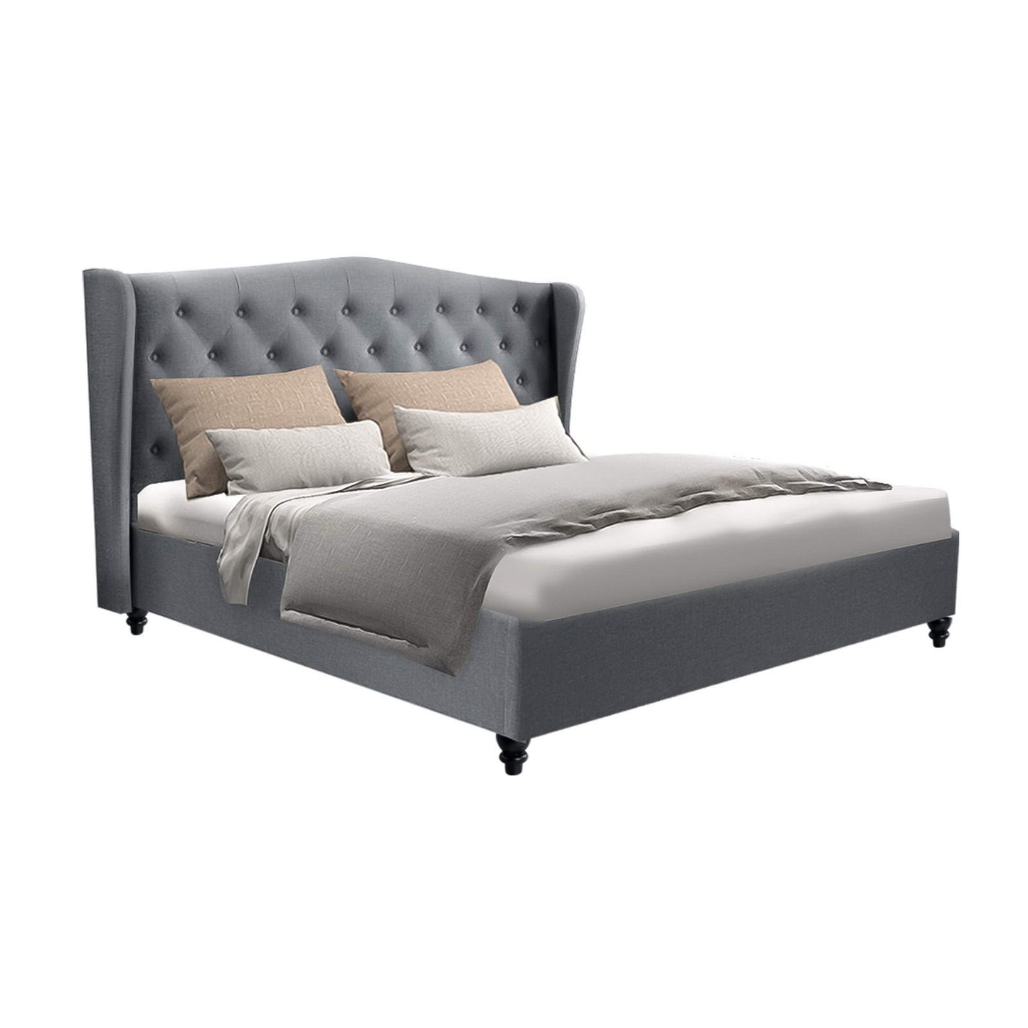 Bryxton Bed Frame Fabric - Grey Double