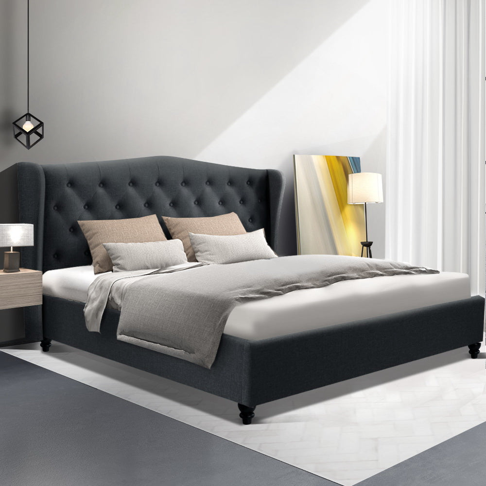 Bryxton Bed Frame Fabric - Charcoal King