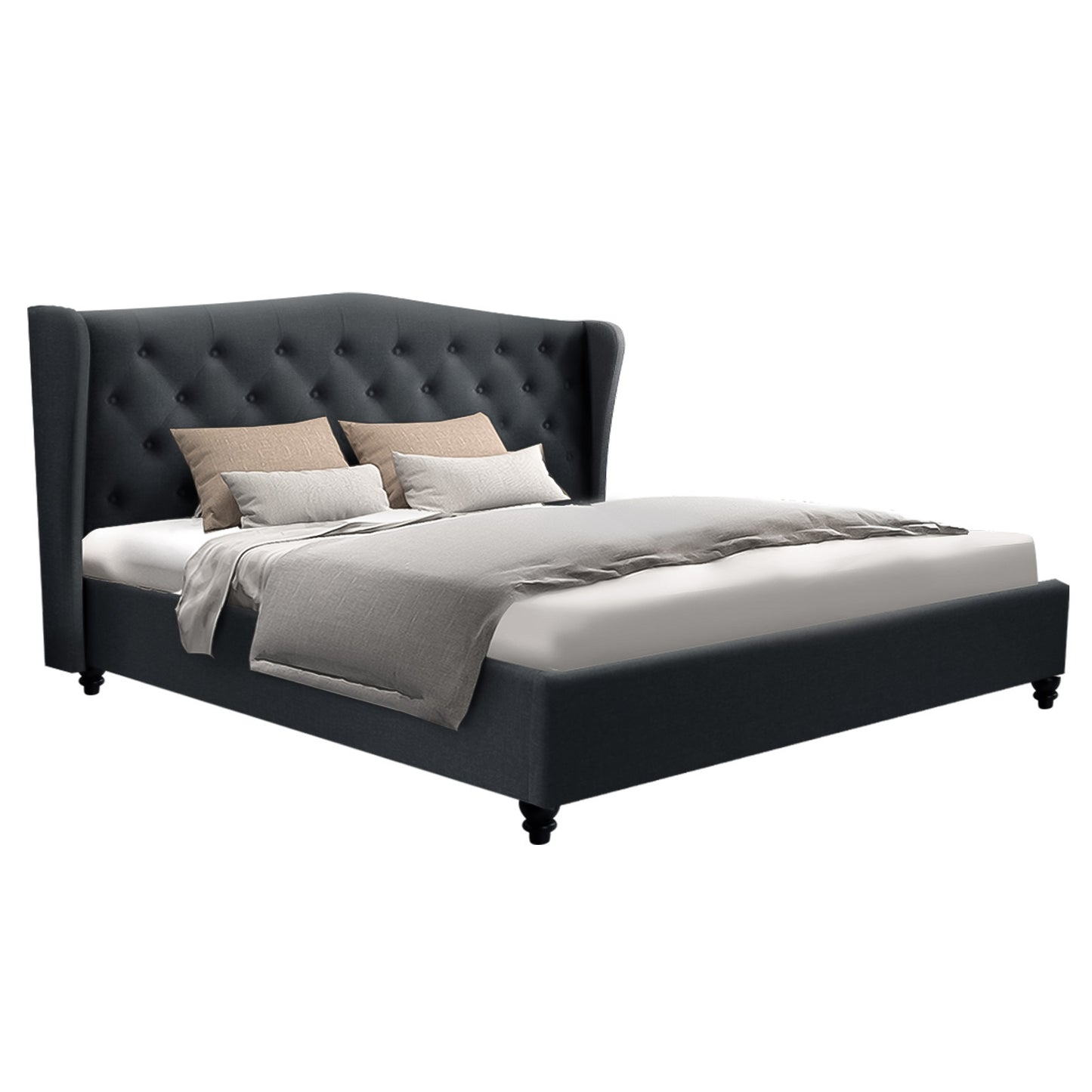 Bryxton Bed Frame Fabric - Charcoal King