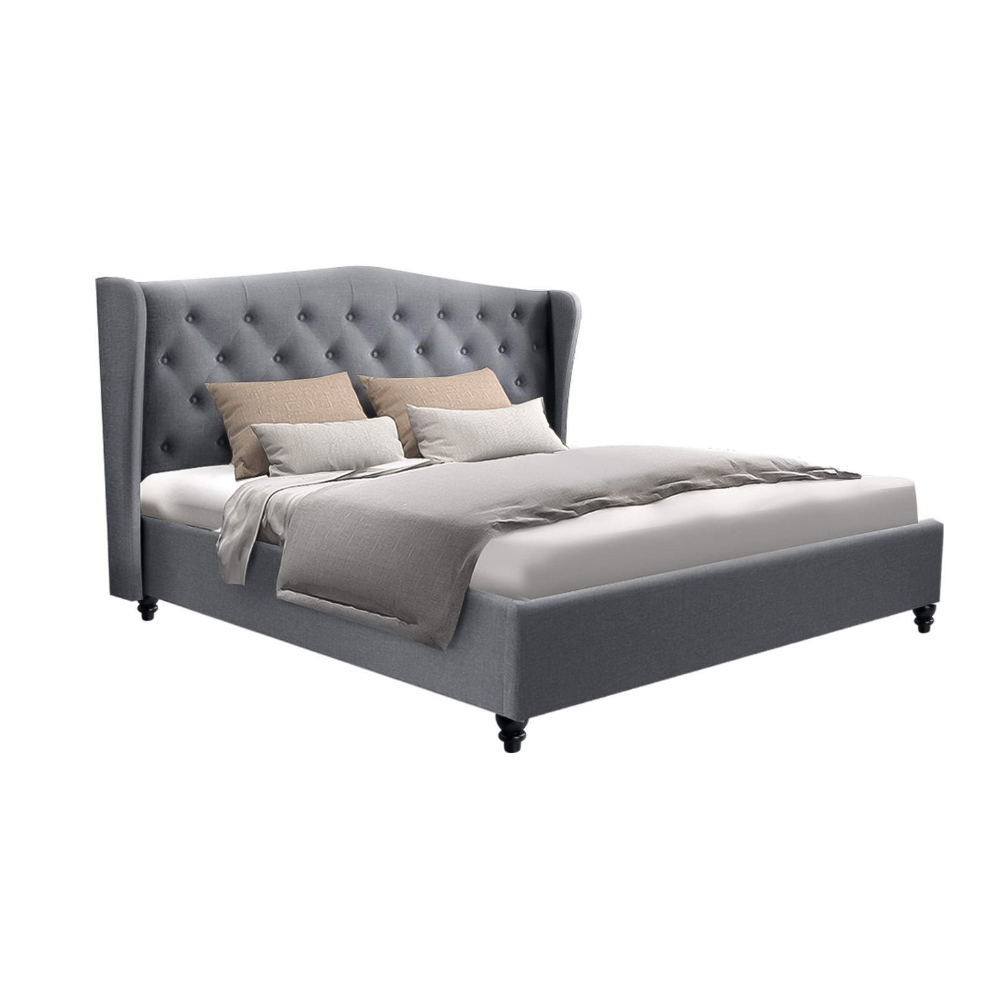 Bryxton Bed Frame Fabric - Grey Queen