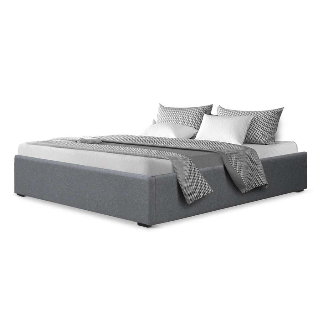 Mimosa Gas Lift Bed Frame Base With Storage Platform Fabric - Grey Double