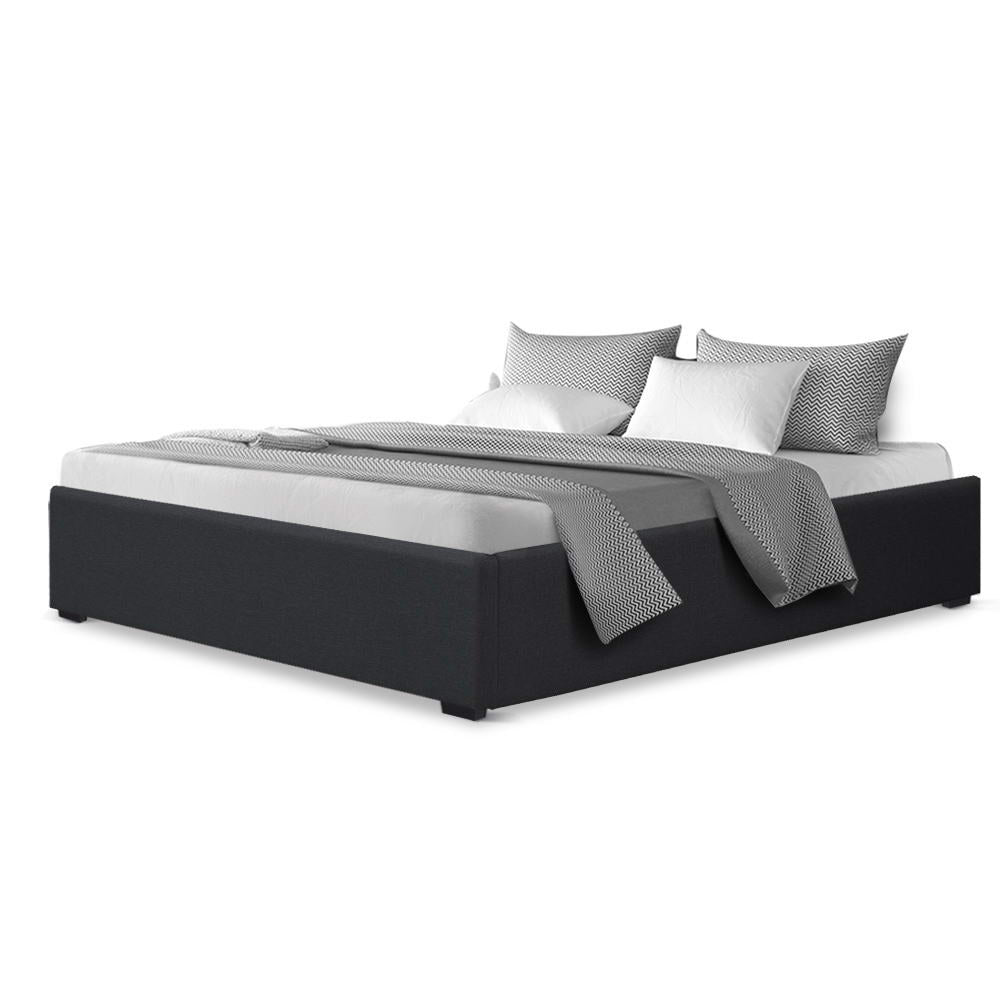 Mimosa Gas Lift Bed Frame Base With Storage Platform Fabric - Charcoal Queen