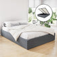 Mimosa Gas Lift Bed Frame Base With Storage Platform Fabric - Grey Queen