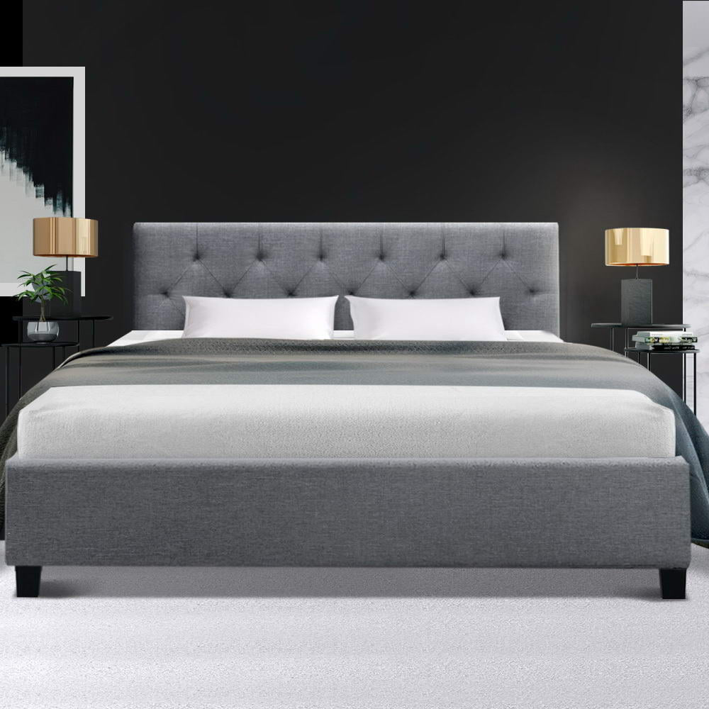 Valencia Bed Frame Fabric- Grey Double