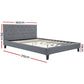 Valencia Bed Frame Fabric- Grey Queen