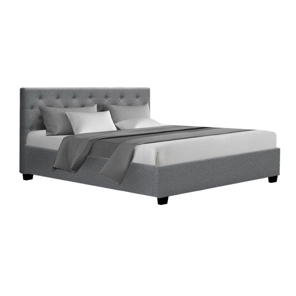 Emerald Bed & Mattress Package with 34cm Black Mattress - Grey Queen