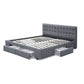 Venice Bed Frame Fabric Storage Drawers - Grey King