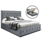 Savannah Bed Frame Fabric Gas Lift Storage - Grey Double