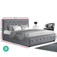 Savannah Bed Frame Fabric Gas Lift Storage - Grey Double