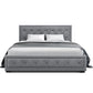 Savannah Bed Frame Fabric Gas Lift Storage - Grey Double