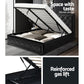 Savannah Bed Frame PU Leather Gas Lift Storage - Black Double