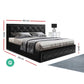 Savannah Bed Frame PU Leather Gas Lift Storage - Black Queen