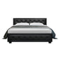 Savannah Bed Frame PU Leather Gas Lift Storage - Black Queen