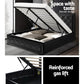 Savannah Bed Frame PU Leather Gas Lift Storage - Black Queen