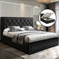 Savannah Bed Frame PU Leather Gas Lift Storage - Black Queen