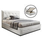 Savannah Bed Frame PU Leather Gas Lift Storage - White King Single