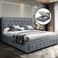 Savannah Grey Bed Frame Fabric Storage Gas Lift - Queen