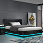 Azalea LED Bed Frame PU Leather Gas Lift Storage - Black King Single