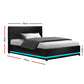 Azalea LED Bed Frame PU Leather Gas Lift Storage - Black King Single